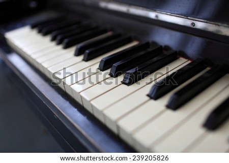Details of the vintage classical piano keys
