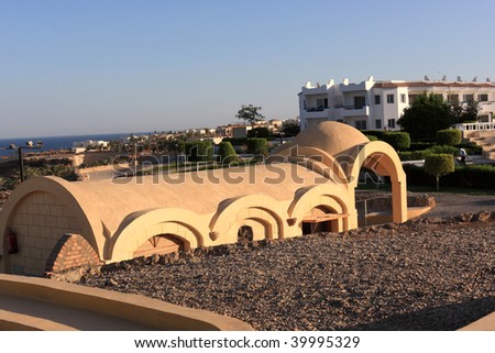 The bedouin building as cafe on resort, Egypt