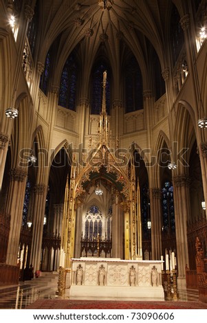 Interior of Roman Catholic Cathedral of St. Patrick, Manhattan, NYC