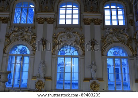 Windows of main Staircase of the Winter Palace, Saint Petersburg, Russia