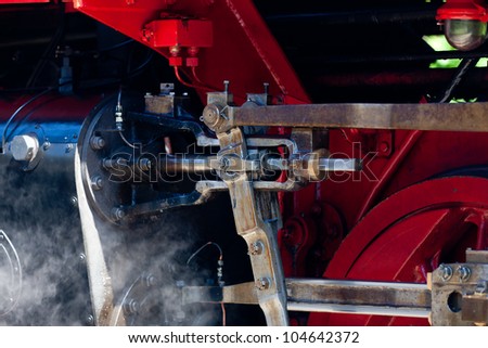 Detail detailed photo of a historic steam locomotive in Baltic Sea resort Kuehlungsborn