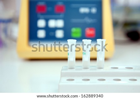 Columns for isolation or extraction of dna - test tubes in laboratory rack