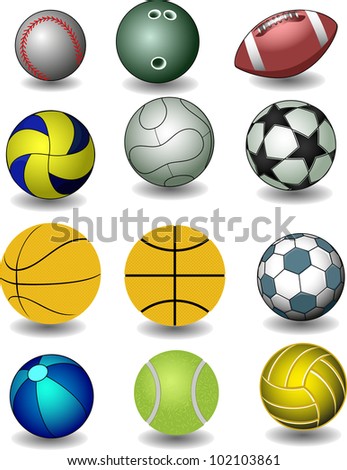 sport balls on a white background