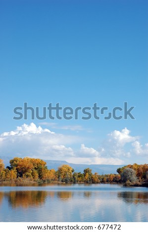 Vertical Autumn Lake with Room to Write at Top