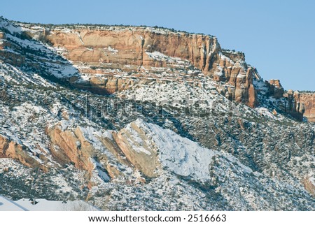 Colorado National Monument from a park in Grand Junction after a winter storm