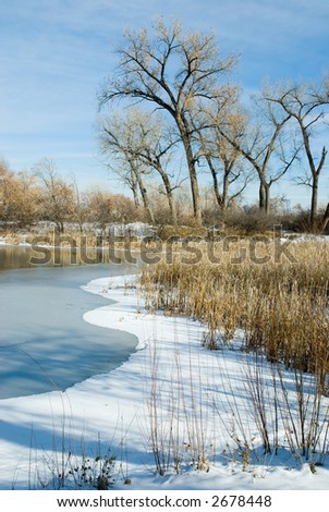 Winter lake in Connected Lakes State Park near Grand Junction, Colorado
