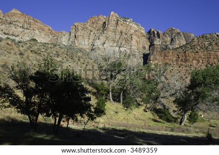 Cliffs in Zion National Park in late Spring from the Human History Center
