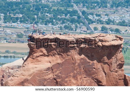 GRAND JUNCTION, CO - JULY 4: Mesa County Search and Rescue Team helps a group of Grand Valley climbers down after an annual ceremony atop the Colorado National Monument, Grand Junction, CO, July 4, 2010.