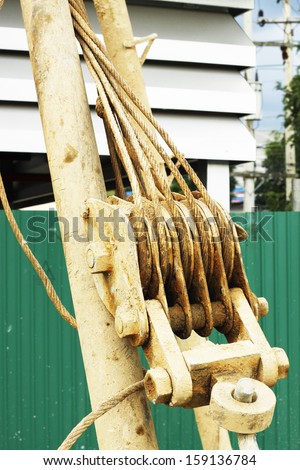 dirty sling for crane hook and Pulley Block Tackle Rope Pull