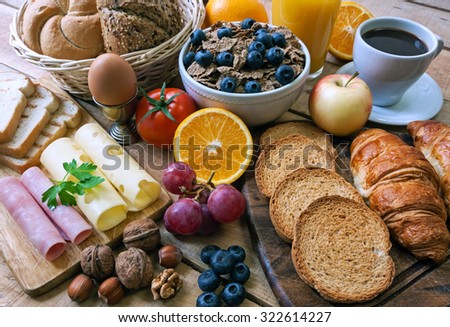 Continental breakfast - food with background