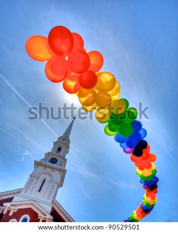 balloon arch at street fair church