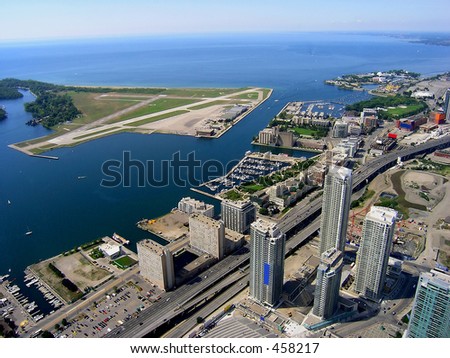 Toronto Island airport Toronto Island Airport and QEW expressway.