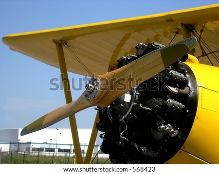 Flying veteran  Boeing Stearman PT27 Kadet - engine and propeller.