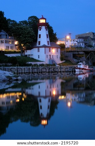 Night time.  Lighthouse in Kincardine during the night. From Series Lighting Houses of Western Ontario.