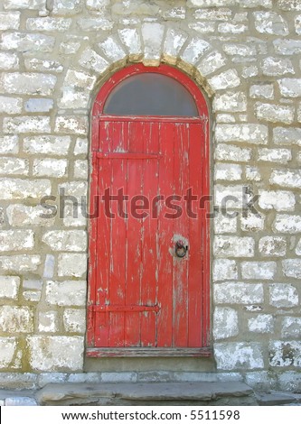 The door. Painted in red door to the navigation light of a lighthouse.