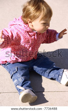 I am a big girl. I am big girl and will not cry because I drop down on the cement.
