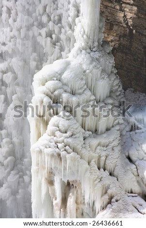 Ice art. Natural art create from frozen falling water of the Tews Fall.