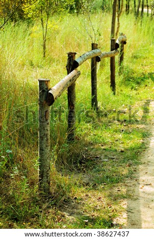 fence in wood, reserve, natural park in a province barcelona, spain, catalonia