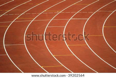 paths for runnings of athletes at olympic stadium in barcelona, spain