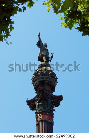 monument to columbus with a viewing platform in barcelona, spain