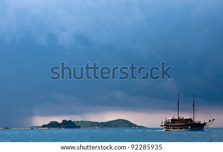 Ship under a storm in Croatia