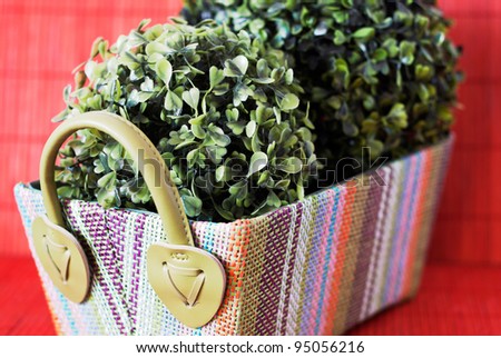 Image of colourful basket with flower balls