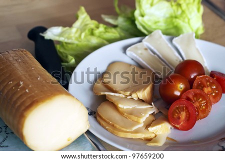 Picture of breakfast with cheese and vegetable
