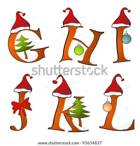 Logo Design Alphabet on Christmas Alphabet Set Letters Winter G  L Stock Photo 93634837