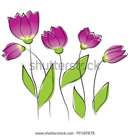 Flowers - purple tulips, vector illustration