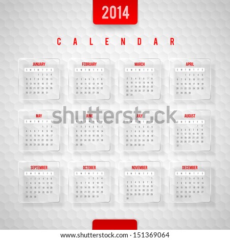 Vector design template Calendar of 2014 Vector design template Calendar of 2014