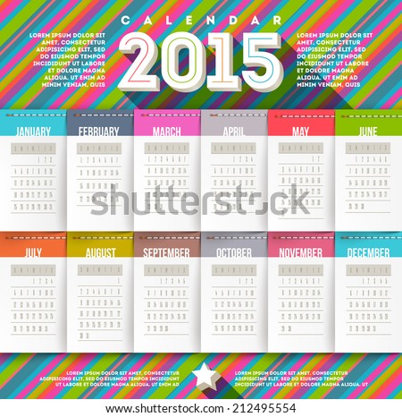 Vector abstract multicolored calendar of 2015 Vector abstract multicolored calendar of 2015
