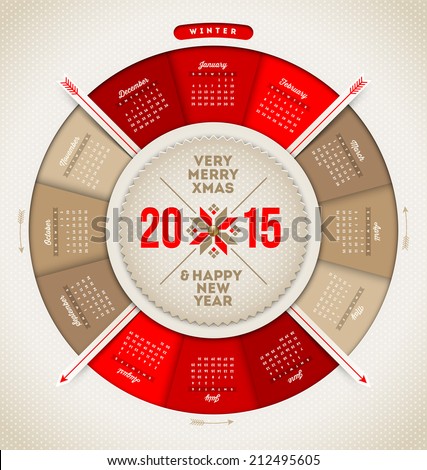 Christmas and New year vector calendar 2015 Christmas and New year vector calendar 2015