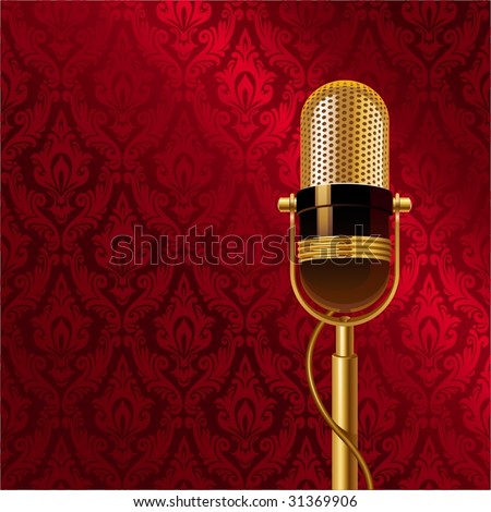 microphone wallpaper. Golden microphone. background