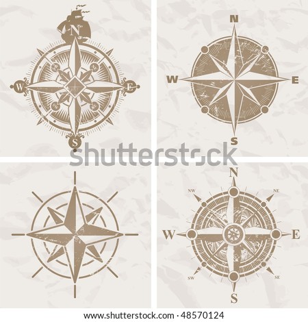 stock vector : Vintage compass roses