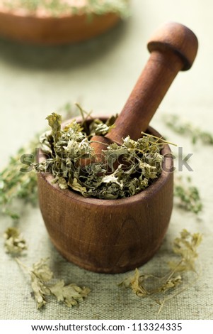Dried parsley. Healthy aromatic herbs