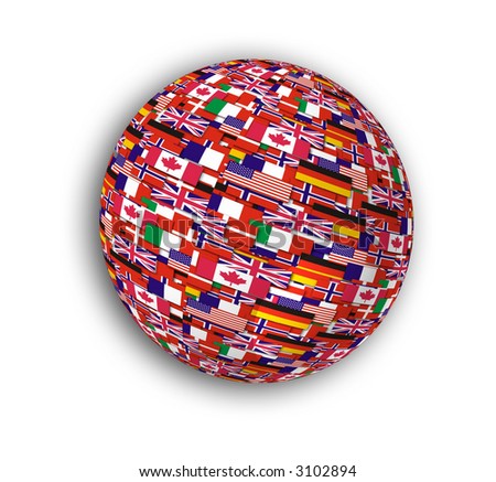 World+flags+globe