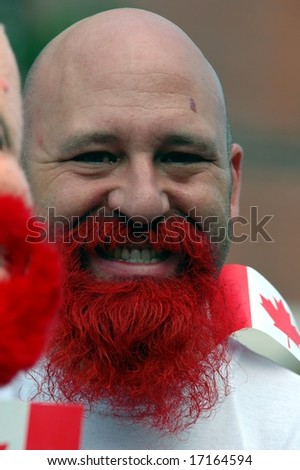 Red Bearded man at a parade