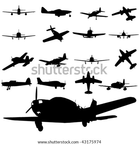 Vector Images, Illustrations and Cliparts: vector plane silhouette set