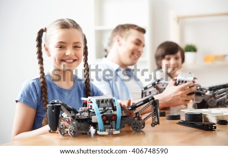 Positive kids playing with lego