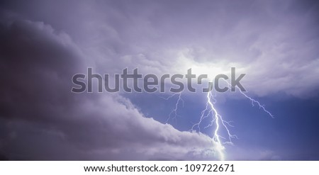 lightning storm with heavy storm clouds