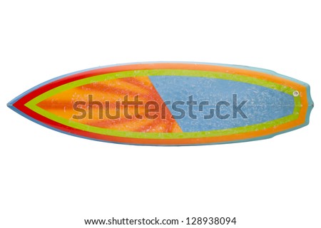 Vintage 80's Surfboard isolated on white Vintage 80's Surfboard isolated on white