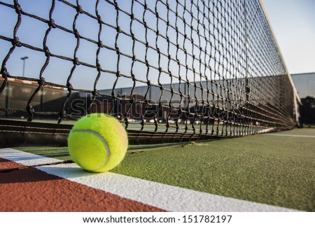 Tennis Court With Tennis Ball Close Up