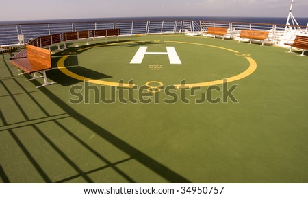 Helicopter landing pad on  cruise ship