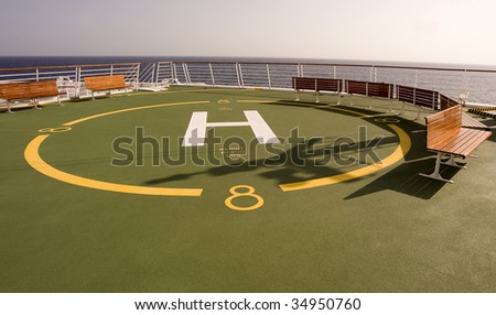 Helicopter landing pad on cruise ship