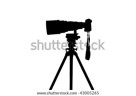 stock photo : Professional sports photographer camera silhouette