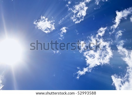 sun and clouds with light rays