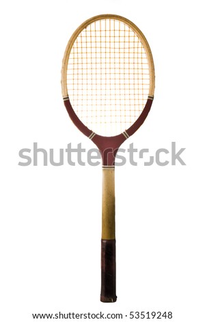 Tennis Raquets on Old Vintage Tennis Racket Isolated On White Stock Photo 53519248