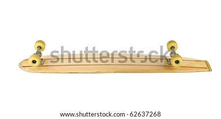 Bottom of old wooden long skate board