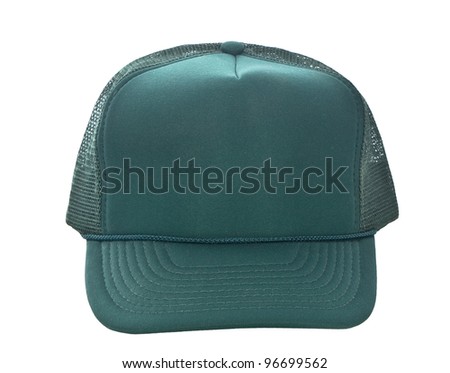 Green baseball hat isolated on white