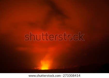 Night photos of erupting volcano in Hawaii Volcanoes National Park, Big Island, Hawaii. Night photos, multiple minute exposure.